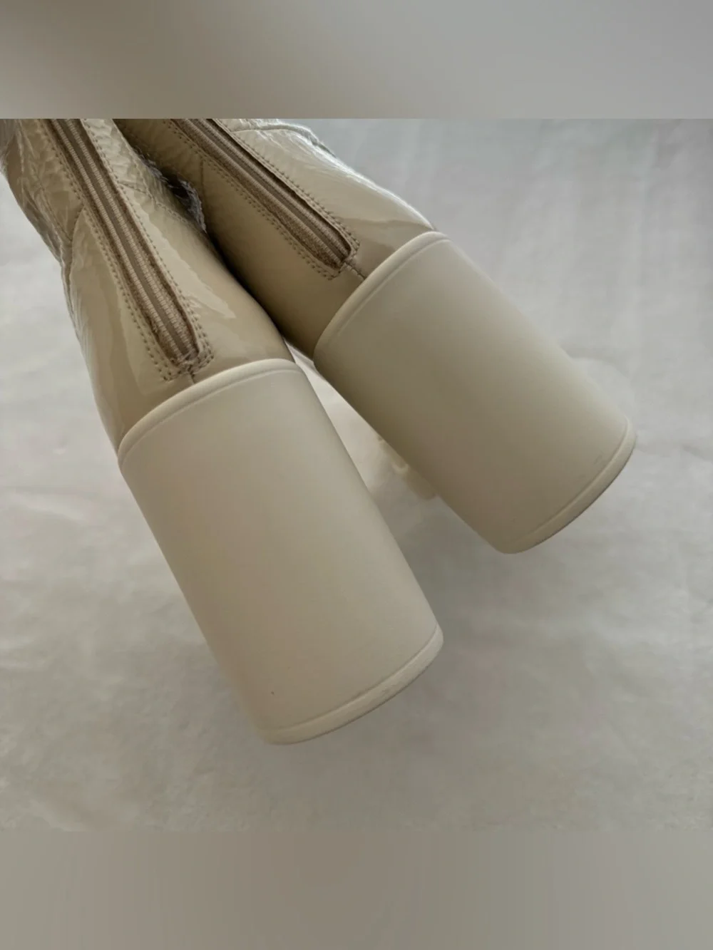 Free People Double Stack Platform Boots in Bone 40 US 9.5 Crinkle Chunky Heel